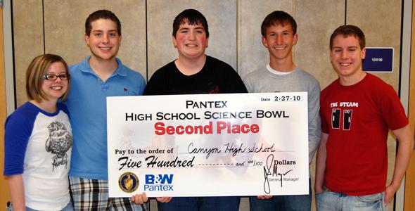 Science bowl team wins $500 for science department