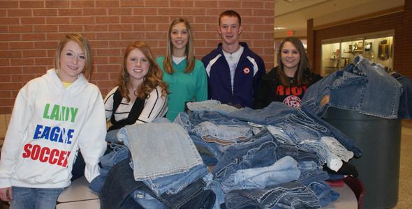 Students collect donated pants for local charities