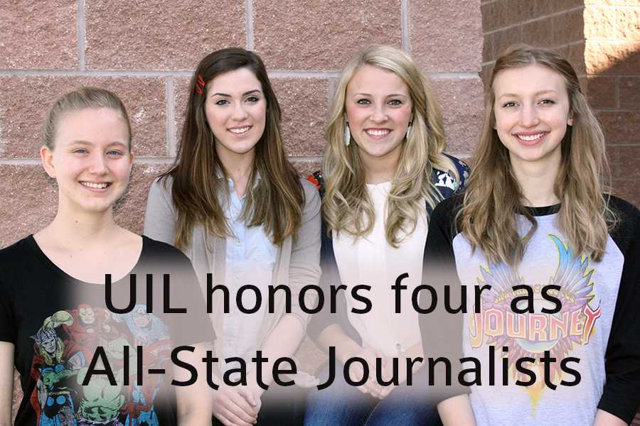 Senior+Tasha+Brown%2C+graduates+Kori+Adair+and+Cortlyn+Dees%2C+and+junior+Erin+Westermann+have+been+named+All-State+Journalists+by+Texas+UIL.