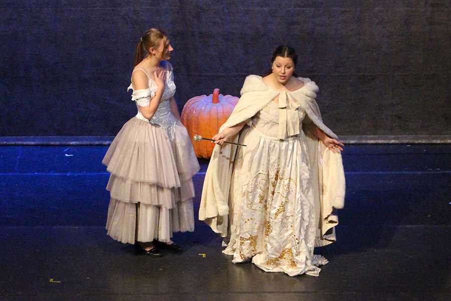 Madison Younger rehearses her role as Fairy Godmother in the dress rehearsal for Cinderella.