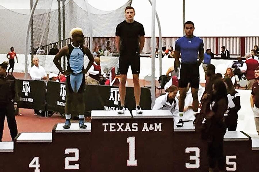 Norman Grimes after competing at a weekend indoor meet at Texas A&M University in College Station.