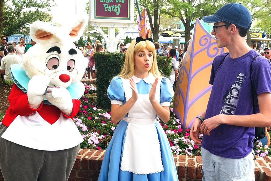 Sophomore Gaven Ludington met Alice and the White Rabbit from Alice in Wonderland.