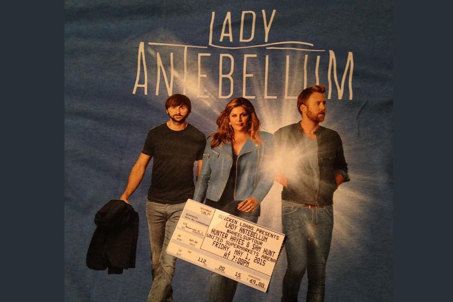 Sophomore Evan Walton purchased this concert t-shirt in Lubbock at Lady Antebellums Wheels Up tour debut.