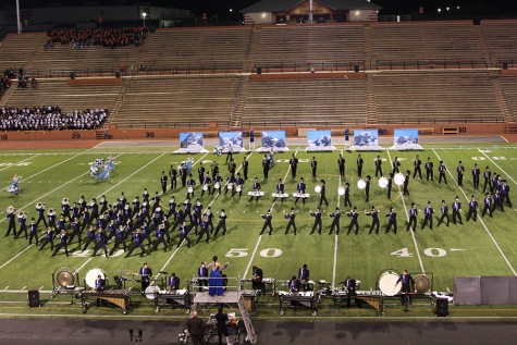 The band performs at the UIL Regional Contest in Dick Bivens Stadium.