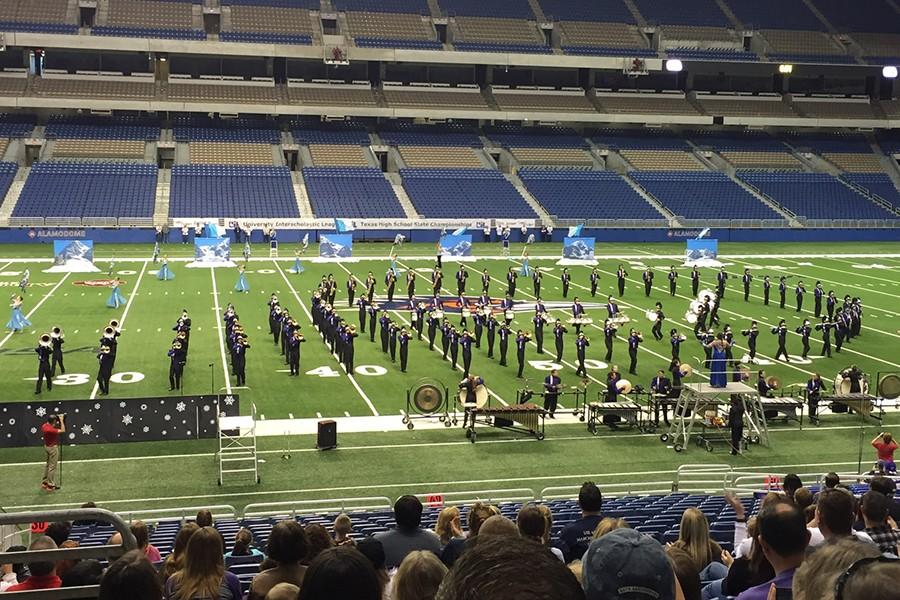 The Soaring Pride Band competes Tuesday, Nov. 3 in the Alamodome in San Antonio during the preliminary round of the State UIL Marching Contest.