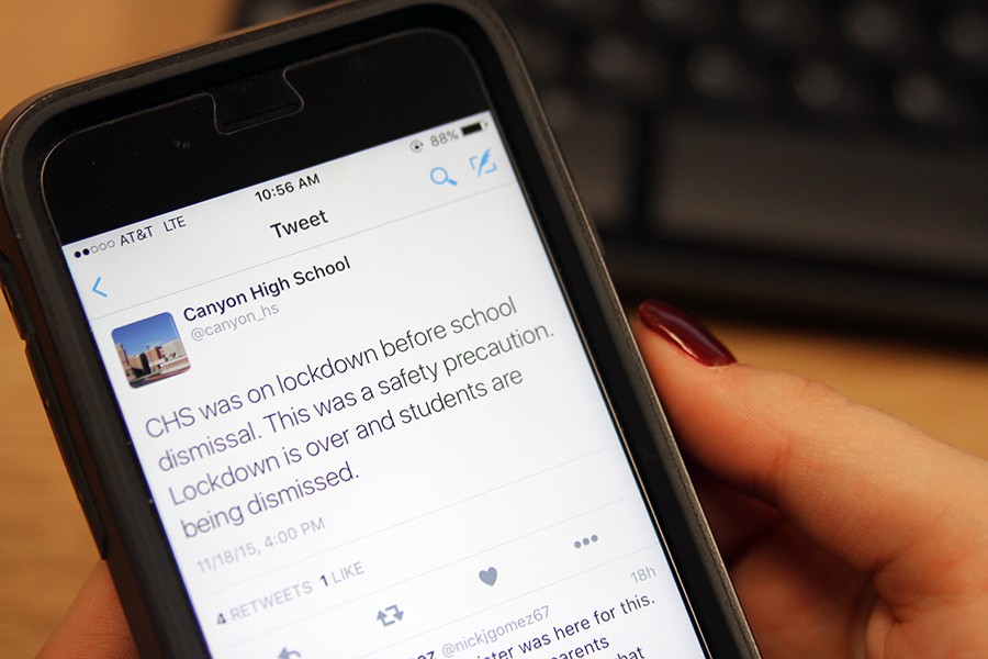 Students and parents received a tweet to inform them about the lockdown Wednesday afternoon at Canyon High School.