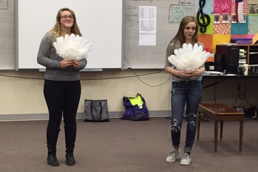 Senior Kayla Finke and junior Maddie Farren audition for Desserts on Broadway with Sisters.