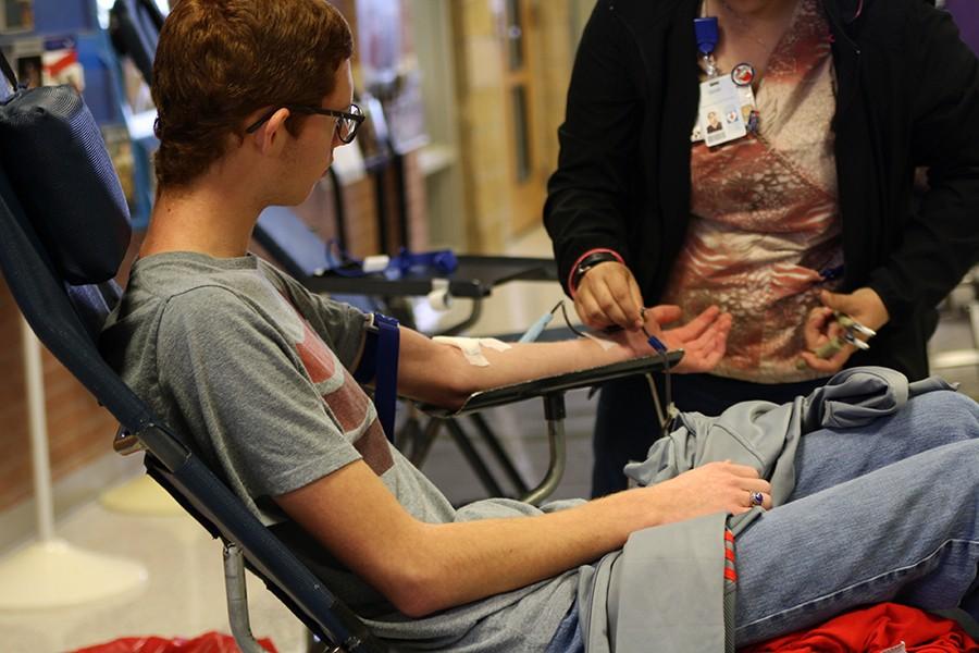 Senior Jonathan Crump donated blood during the fall blood drive last October. 