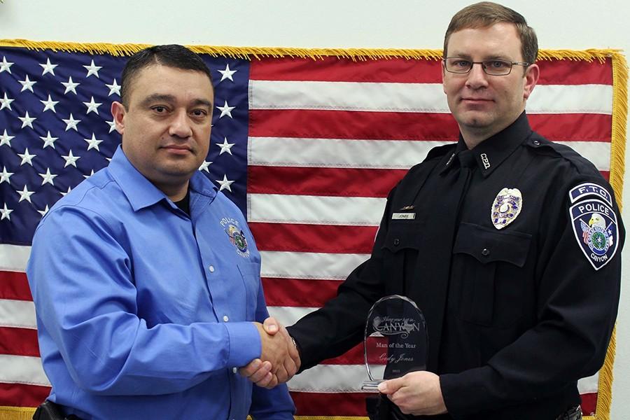 Officer Cody Jones received the Man of the Year award from the Canyon Chamber of Commerce  Feb. 6. 