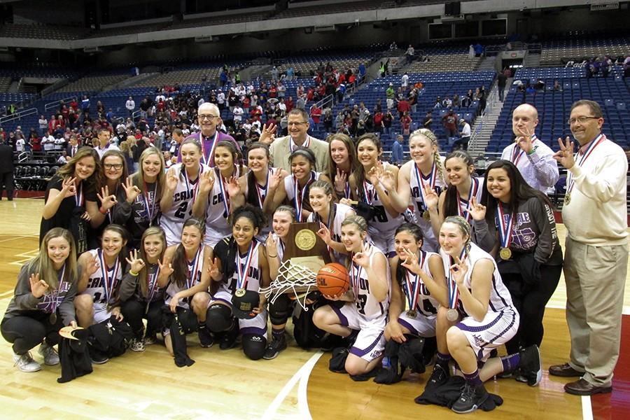 The+Lady+Eagles+varsity+basketball+team+won+the+State+Championship+for+the+third+year+in+a+row.