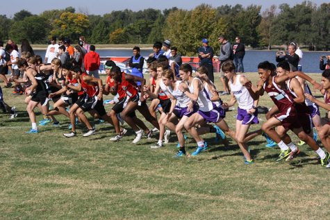 The varsity boys begin their race at the District 3-5A Cross Country Meet in Amarillo Oct. 14.