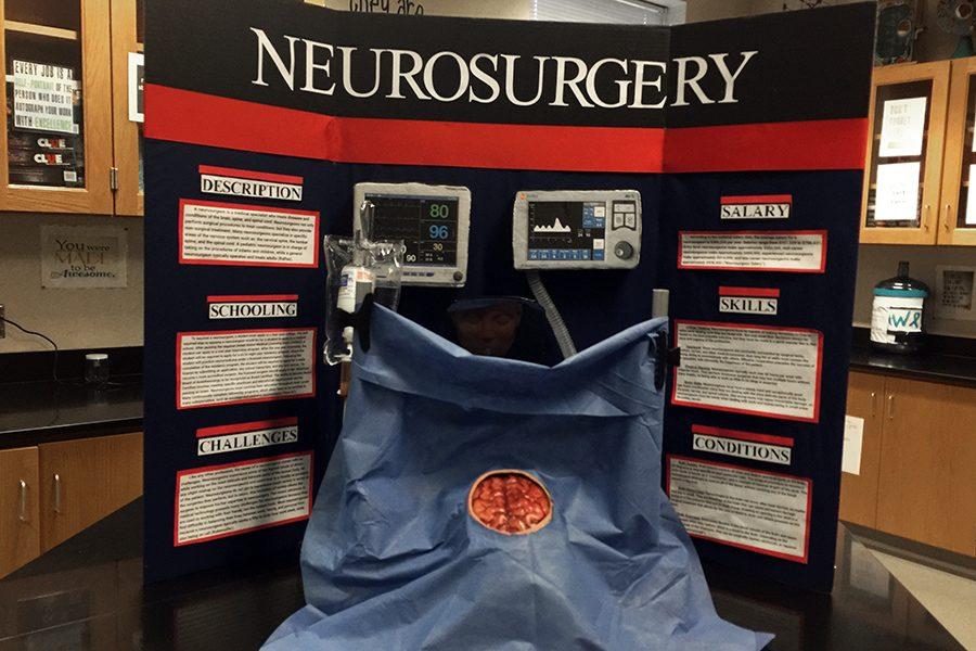 Second year HOSA members Lauryn Kimbrough and Alyssa Guerra competed in Health Science Career displays with a neurosurgery display. They placed second and will compete at state in March in Corpus Christi.

