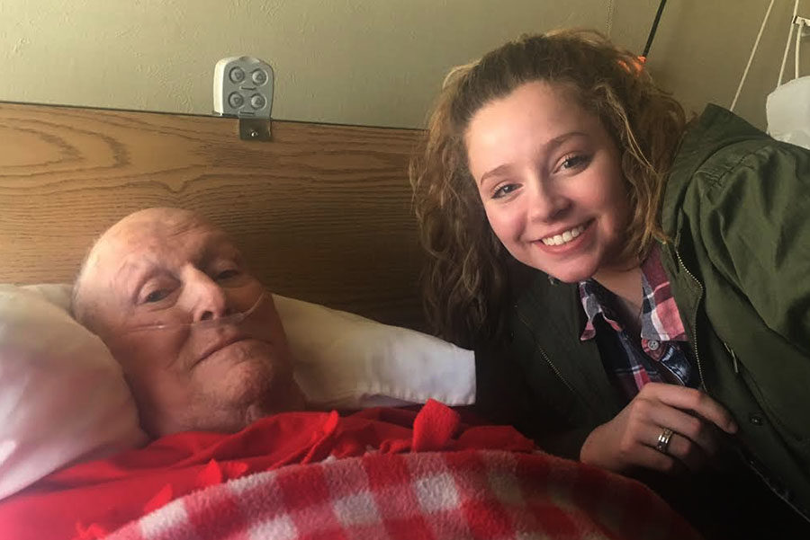 Senior Codi Bradstreet visits her grandfather, Danny Pounds, March 12.