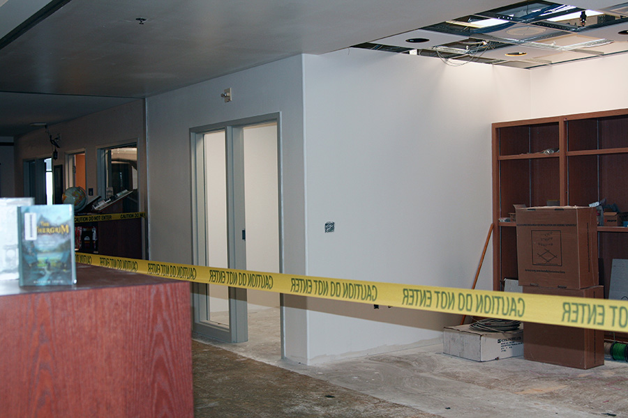 Construction has begun in the library, which will continue into the summer and be done by the fall. 