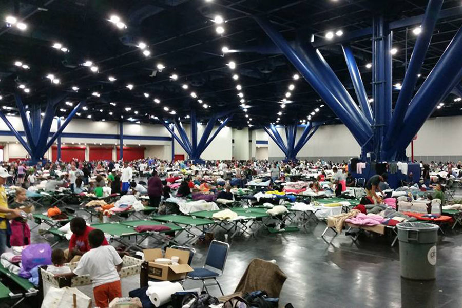 The George R. Brown Convention Center in Houston sheltered more than 10,000 victims of Hurricane Harvey.