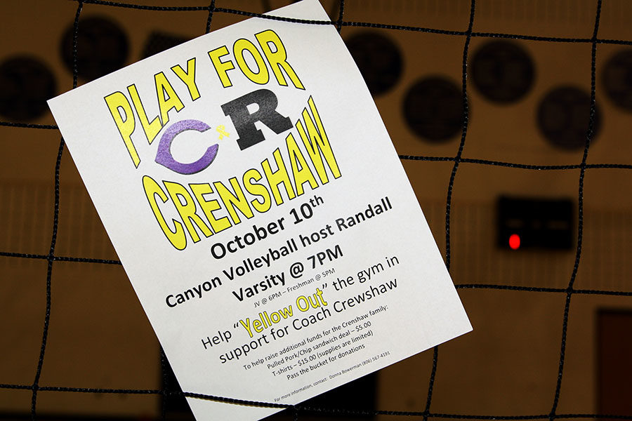 When Canyon and Randall volleyball play Oct. 10, they will join forces to raise money for the Crenshaw fund.