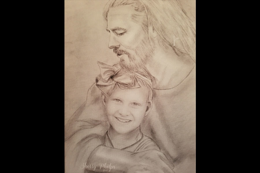 A+portrait+of+Tatum+with+Jesus+hangs+in+the+Schulte+home.+The+art+was+drawn+by+Sherry+Phelps+for+the+Schulte+family.