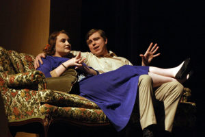 Catherine and Tom Donohue, played by seniors Emily Tull and Jaren Tankersley, recount the story of how they met.