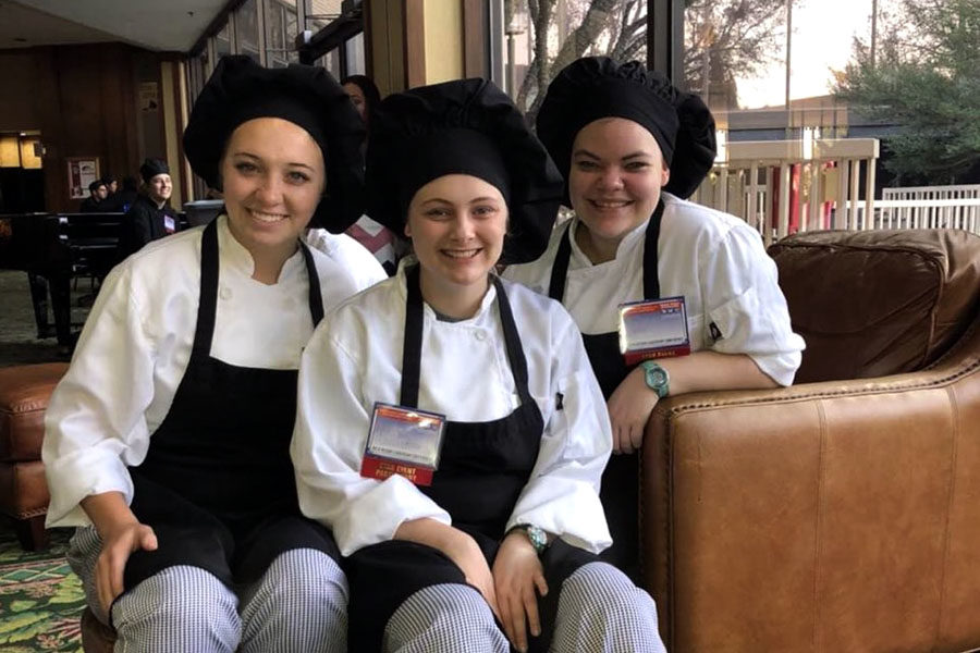 Seniors Kazlyn Roberts, McKayla Johnston and junior Katelyn Penn in Dallas during the FCCLA state competition.