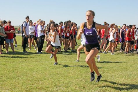 Senior Caitlynne Speegle runs the six-mile relay at Canyon in August.