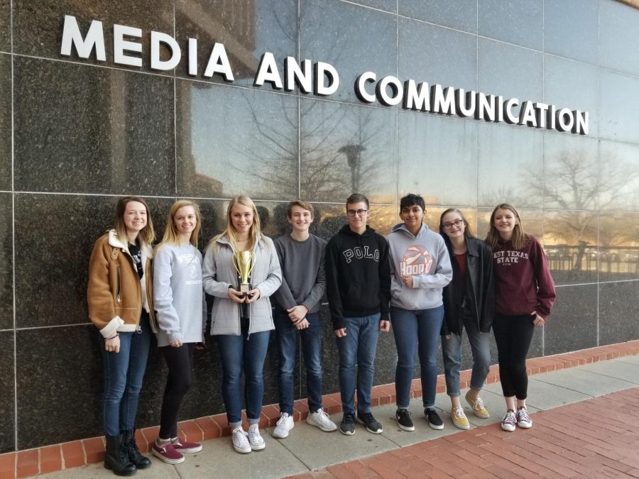 The journalism team won 176 points out of a total of 258 for Canyon High School. The team included Claire Meyer (junior), Macy McClish (junior), Faith Douglass (senior), Luke Bruce (junior), Blake Loria (sophomore), Alayshea Stewart (sophomore), Brooklyn Pernell (freshman) and Kodi Hicks (sophomore). 