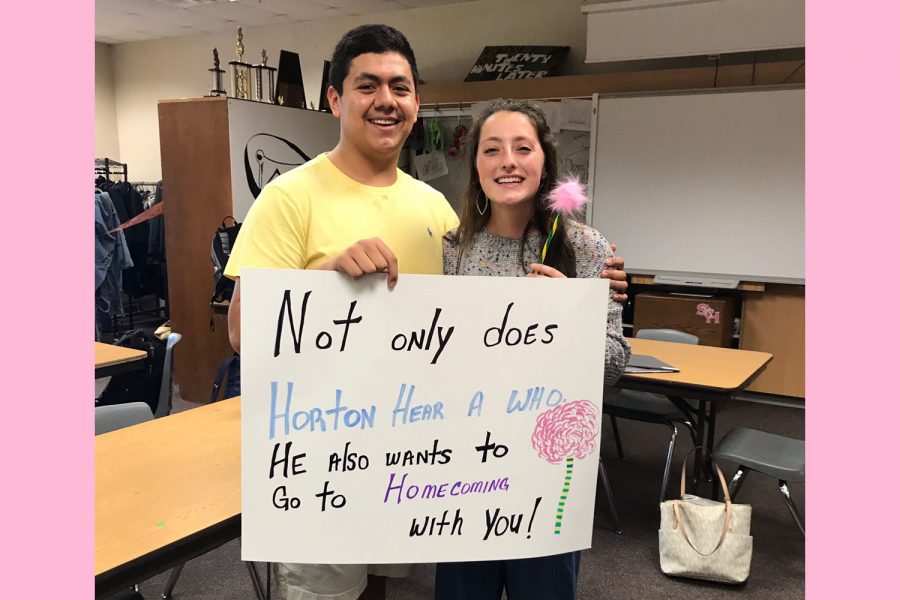 Inspired by this years musical, juniors Josh Moreno asked Evely Ludington to homecoming with clovers from Dr. Seuss Horton Hears a Who.