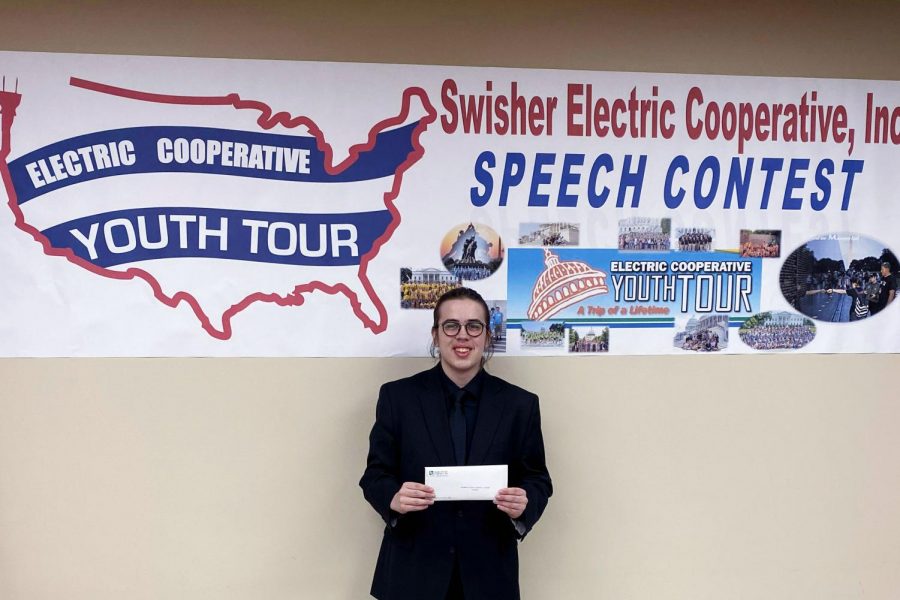 After winning the Swisher Electric Co-op contest, sophomore Josiah Kinsky will travel to  Washington D.C. June 17-26 .
