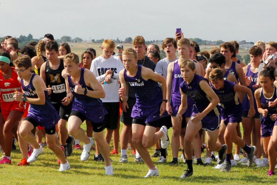 Runners start the course of the 6-mile relay Aug. 24 at Canyon High. Both cross country teams will compete in the Canyon Invitational Saturday, Oct. 5.