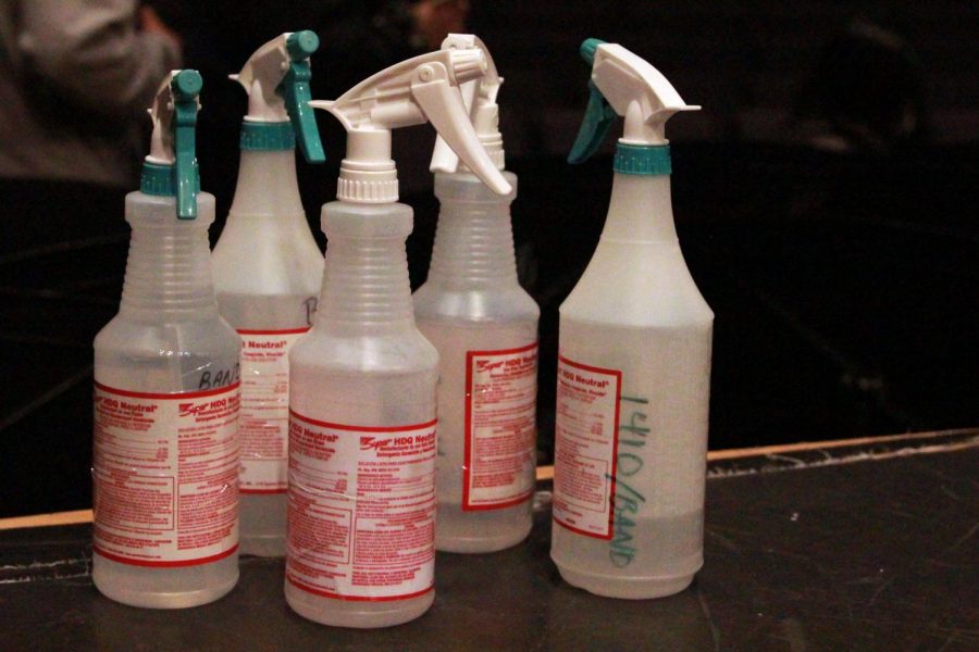 Students and staff can decrease the threat of COVID-19 by sanitizing frequently. Teachers are required to sanitize tables, chairs and utensils between classes.