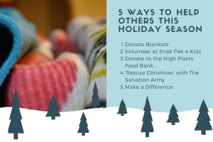 There are many ways to give back to others and the community during the holidays. With our list of five ways to do just that, students and staff can partake in both volunteering and donating to those in need during winter break.