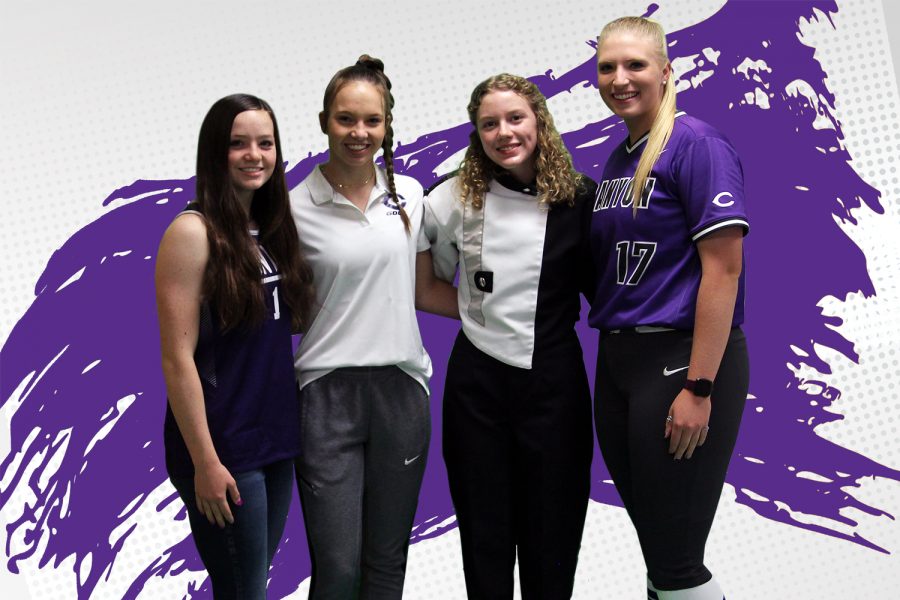 The four valedictorians, freshman Kale Cameron, sophomore Shaylin Schulte, junior Abigail Bell and senior Danielle Burns,  stand in their respective team uniform. Each valedictorian is involved with at least two other activities in addition to their academic pursuits. Time management is important, Bell said. Setting priorities and keeping them is the best way to stay ahead. Its about consistency and not trying to do too much. Know your limits.