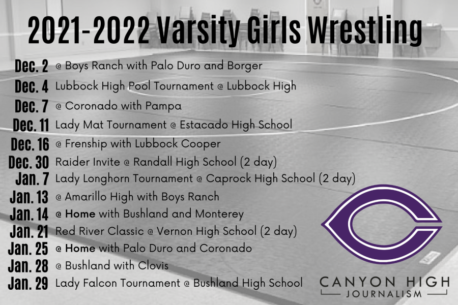 2021 Varsity girls wrestling roster, schedule
