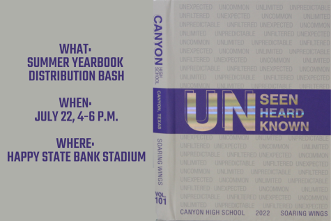 The journalism department will host a Yearbook Distribution Bash on Friday, July 22 from 4-6 p.m. at the Happy State Bank Stadium. Students who preordered a yearbook will be able to pick up their yearbook and enjoy snow cones, music and yard games.
