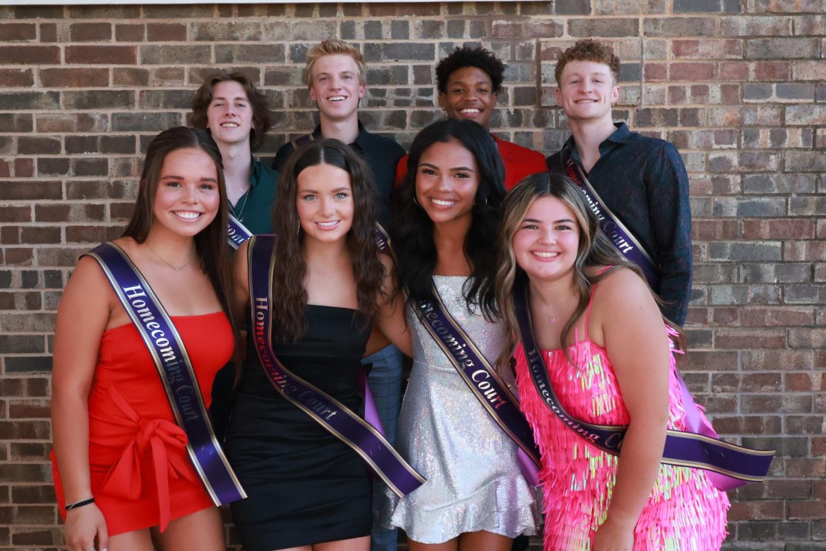 Seniors (front) Regan Baca, Kale Cameron, Thalia Solis, Ava Haddock, (back) Liam Stayton, Ian Armstrong, Darion Cash, Gage Lunsford are nominated for the 2023 Homecoming Court.