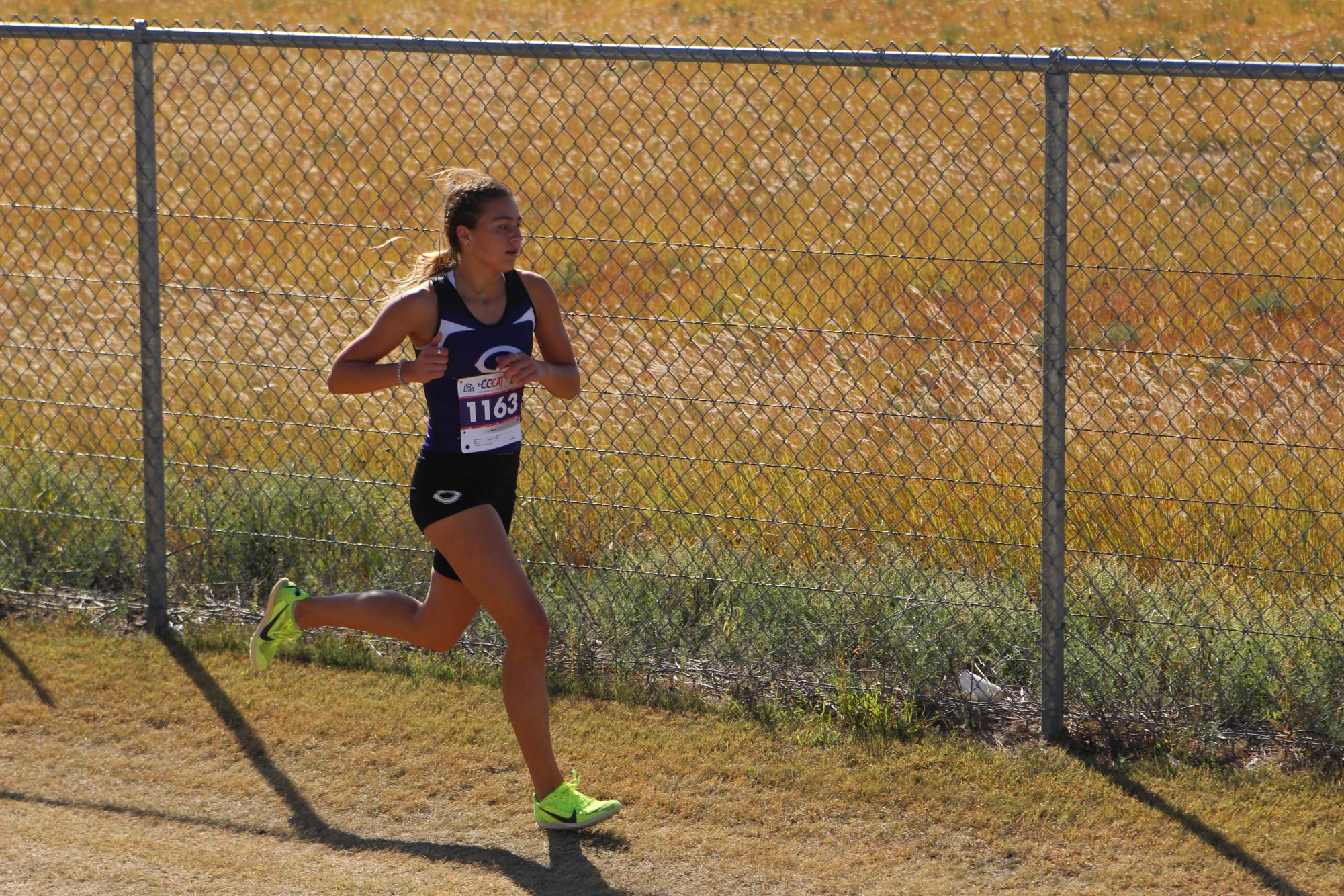 Archived Photo. Sophomore Addyson Bristow runs in the 2022 Canyon Invitational. 

