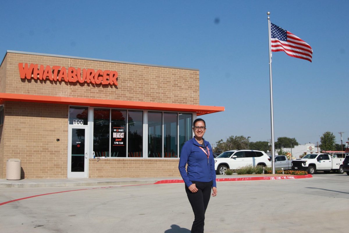 Operating Partner Cynthia Rodriguez poses in front of the new Whataburger unit. Rodriguez is happy to get back in the routine of serving the community. “Since its announcement on July 29th, everyone has been waiting for us, and watching us. September 10th is finally here,” Rodriguez said. “I am very excited. I'm happy. I'm ready to get it over with and just become the new place in Canyon, where everybody can come and hang out and receive a friendly smile, a fresh hot meal, and in a timely manner.” 
