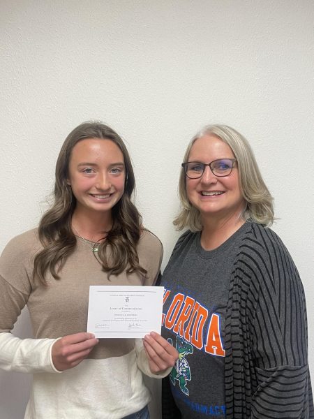 Senior Kate Shepherd was recognized as a Commended National Merit Scholar by Principal Jennifer Boren on October 9. “It's an honor, and it's kind of exciting because it'll help a lot with college scholarships, and it's just a good thing to have on your application,” Shepherd said. 