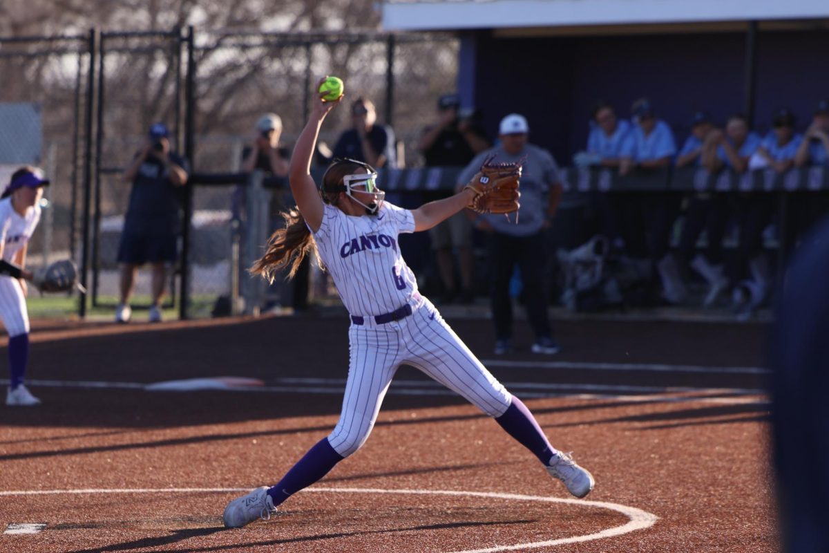 Freshman, pitcher, Brooklynne Garrett subs in to pitch against the West Plains Wolves.