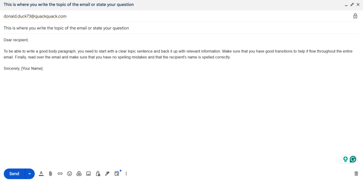 Example of Email outline