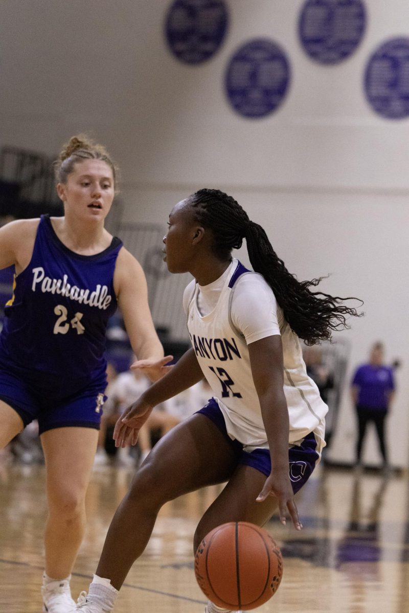 Junior Theresa Mode on the offense, the Lady Eagles won 51-47 against Panhandle.